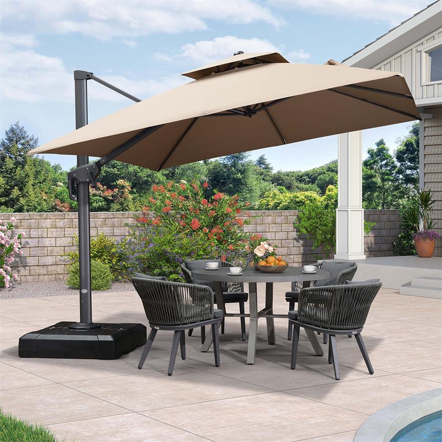 LEAF Cantilever Patio Umbrella Gray Pole Outdoor Umbrella UV Protection