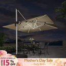 PURPLE LEAF Large Solar Yard Parasol Double Top Square Patio Umbrella with Lights