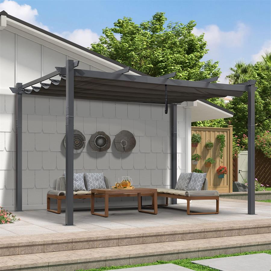 LEAF 2.7 X 4M against Wall Outdoor Retractable Pergola Sun Shade Canopy