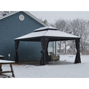 PURPLE LEAF Garden Gazebo  with Galvanized Steel Double Roof, Waterproof Gazebo with Sides Curtain and Netting for All Weather