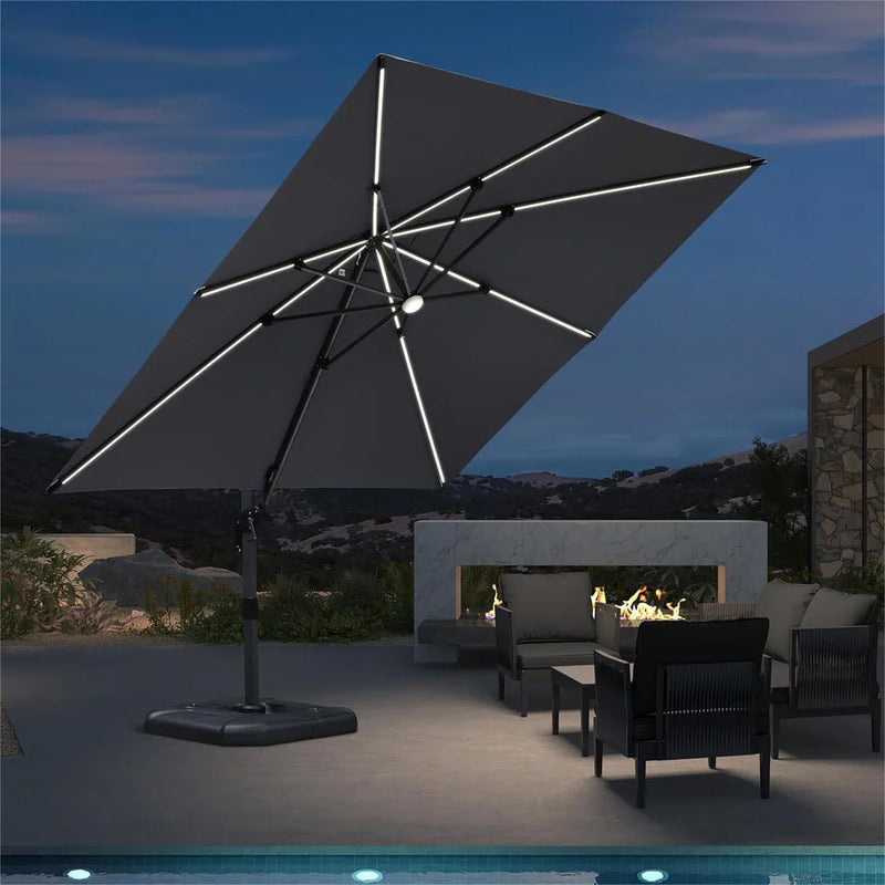 PURPLE LEAF LED Offset Cantilever Parasol with Lights