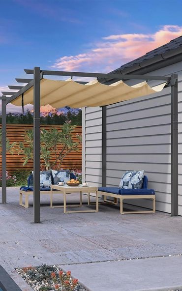 PURPLE LEAF 2.7 X 4M against Wall Outdoor Retractable Pergola with Sun Shade Canopy