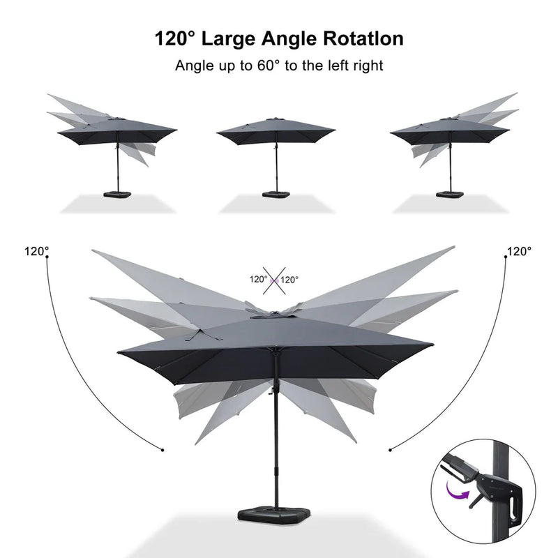 PURPLE LEAF Economical Patio Parasol Swivel Square Outdoor Parasol 10' X 10'