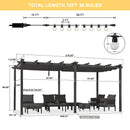 PURPLE LEAF Outdoor Retractable Pergola Patio Shelter for Garden Porch Beach Pavilion Grill Gazebo with Lights