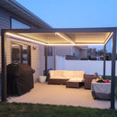 PURPLE LEAF Athena Louvered Pergola Grey Outdoor Aluminum Pergola with Strip Lights Adjustable Gazebo for Patio Deck Garden