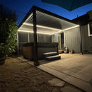 PURPLE LEAF Athena Louvered Pergola Grey Outdoor Aluminum Pergola with Strip Lights Adjustable Gazebo for Patio Deck Garden