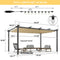 PURPLE LEAF Outdoor Retractable Pergola Patio Shelter for Garden Porch Beach Pavilion Grill Gazebo with Lights