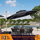 PURPLE LEAF Double Top 360 Degree Rotation Round Outdoor Classic Parasol