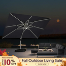 PURPLE LEAF Solar Powered Umbrella LED Rectangular Patio Umbrella with Lights