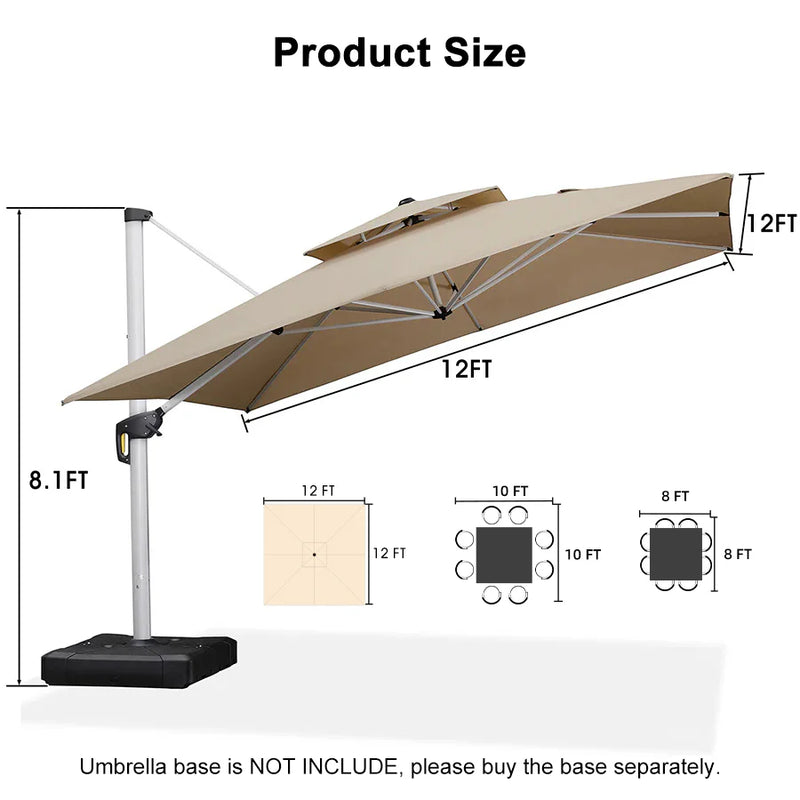 PURPLE LEAF Double Top 360 Degree Rotation Square Patio Classic Parasol