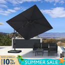 PURPLE LEAF Square Cantilever Patio Parasol with 360° Swivel and Tilt
