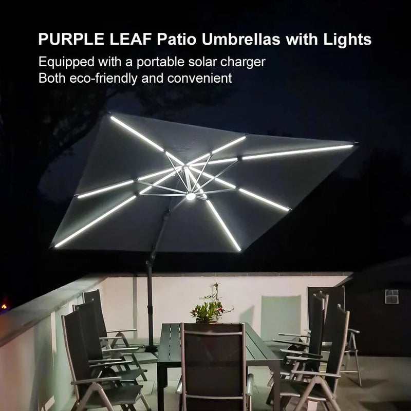 PURPLE LEAF LED Offset Cantilever Parasol with Lights