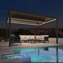 PURPLE LEAF Athena Louvered Pergola Grey Outdoor Aluminum Pergola with Strip Lights Adjustable Gazebo for Patio Deck Garden