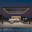 PURPLE LEAF Athena Louvered Pergola Grey Outdoor Aluminum Pergola with Strip Lights Adjustable Gazebo for Patio Deck Garden