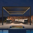 PURPLE LEAF Athena Louvered Pergola Grey Outdoor Aluminum Pergola with Strip Lights Adjustable Gazebo for Patio Deck Garden