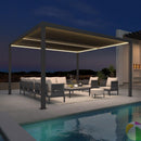 PURPLE LEAF Athena Louvered Pergola Grey Outdoor Aluminum Pergola with Strip Lights Adjustable Gazebo for Patio Deck Garden