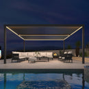 PURPLE LEAF Athena Louvered Pergola Grey Outdoor Aluminum Pergola with Strip Lights Adjustable Gazebo for Patio Deck Garden