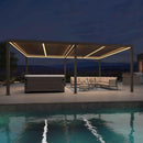 PURPLE LEAF Athena Louvered Pergola Grey Outdoor Aluminum Pergola with Strip Lights Adjustable Gazebo for Patio Deck Garden