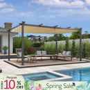 PURPLE LEAF Large Size Outdoor Pergola with Retractable Canopy Aluminum Shelter for Porch Garden Beach