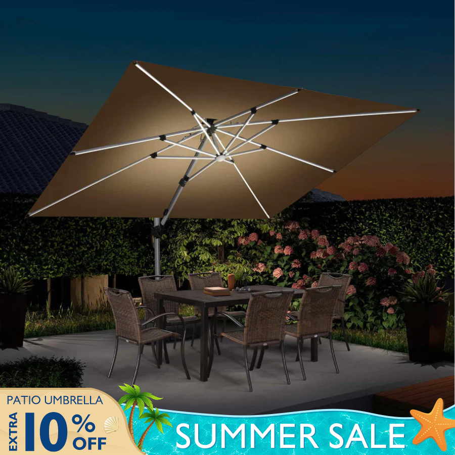 LEAF Solar Powered Umbrella LED Rectangular Patio Umbrella Lights