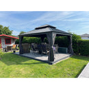 PURPLE LEAF Garden Gazebo  with Galvanized Steel Double Roof, Waterproof Gazebo with Sides Curtain and Netting for All Weather