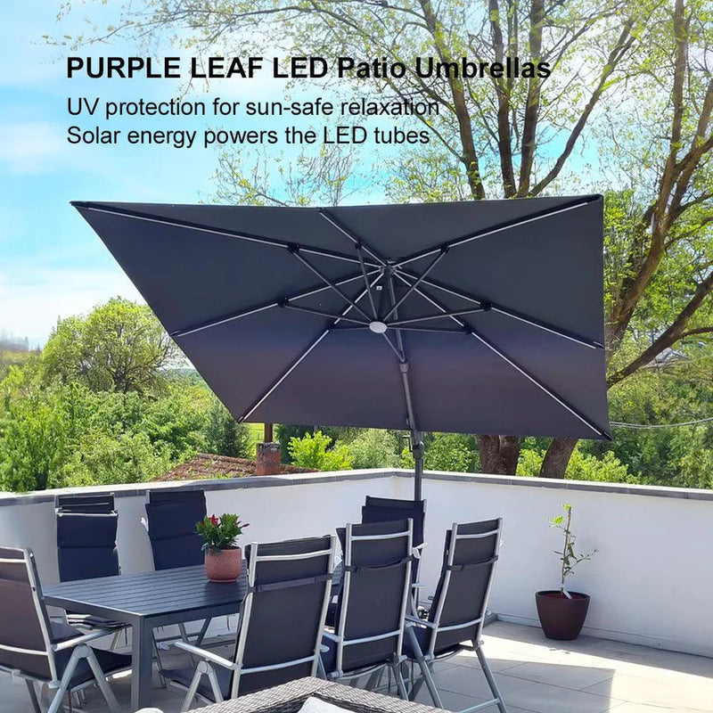 PURPLE LEAF LED Offset Cantilever Parasol with Lights