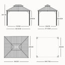 PURPLE LEAF Garden Gazebo  with Galvanized Steel Double Roof, Gazebo with Sides Curtain and Netting for All Weather