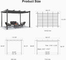 PURPLE LEAF Outdoor Retractable Pergola Patio Shelter for Garden Porch Beach Pavilion Grill Gazebo with Lights