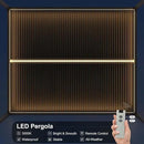 PURPLE LEAF Athena Louvered Pergola Grey Outdoor Aluminum Pergola with Strip Lights Adjustable Gazebo for Patio Deck Garden