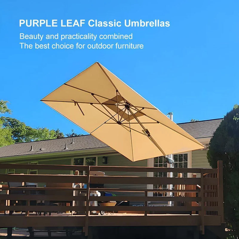 PURPLE LEAF Double Top 360 Degree Rotation Square Patio Classic Parasol