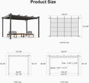 PURPLE LEAF Outdoor Retractable Pergola Patio Shelter for Garden Porch Beach Pavilion Grill Gazebo with Lights