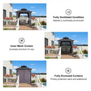 PURPLE LEAF Grey Hardtop Gazebo with Heavy Duty Galvanized Steel Double Roof with String Lights-clear