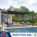 PURPLE LEAF Large Size Outdoor Pergola with Retractable Canopy Aluminum Shelter for Porch Garden Beach