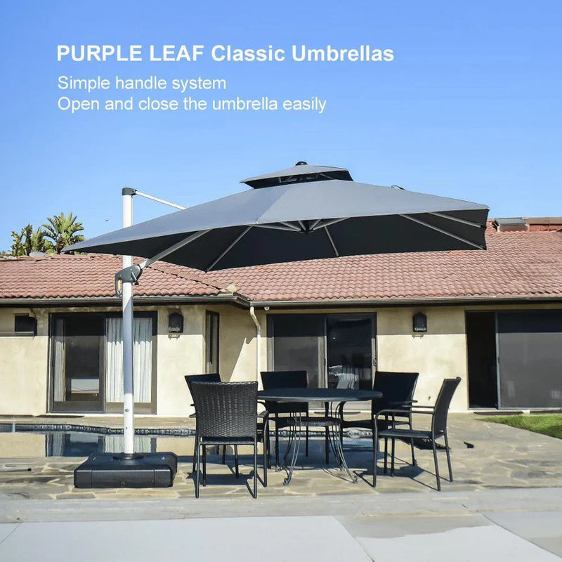 PURPLE LEAF Double Top 360 Degree Rotation Square Patio Classic Parasol