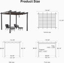 PURPLE LEAF Outdoor Retractable Pergola Patio Shelter for Garden Porch Beach Pavilion Grill Gazebo with Lights