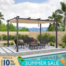 PURPLE LEAF Outdoor Retractable Pergola Patio Shelter Classical Pavilion Grill Gazebo