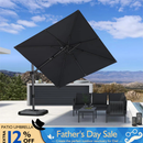 PURPLE LEAF Square Cantilever Patio Parasol with 360° Swivel and Tilt
