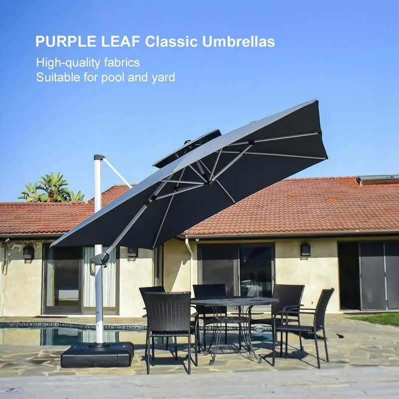 PURPLE LEAF Double Top 360 Degree Rotation Square Patio Classic Parasol
