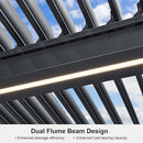 PURPLE LEAF Athena Louvered Pergola Grey Outdoor Aluminum Pergola with Strip Lights Adjustable Gazebo for Patio Deck Garden