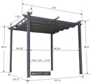 PURPLE LEAF Patio Retractable Pergola with Shade Canopy Upgrade Charcoal Grey Frame Modern Grill Gazebo