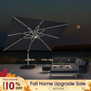 PURPLE LEAF Solar Powered Umbrella LED Rectangular Patio Umbrella with Lights