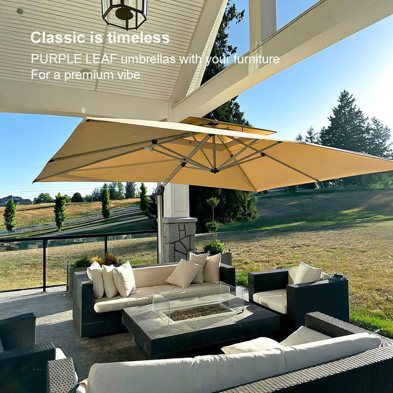 PURPLE LEAF Double Top Rectangle Outdoor Classic Parasol
