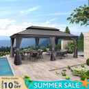 PURPLE LEAF Garden Gazebo  with Galvanized Steel Double Roof, Gazebo with Sides Curtain and Netting for All Weather
