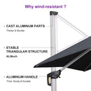 PURPLE LEAF Outdoor Windproof Parasol, Square Cantilever Umbrella Outside Patio