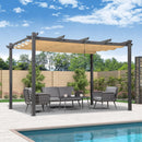 PURPLE LEAF Large Size Outdoor Pergola with Retractable Canopy Aluminum Shelter for Porch Garden Beach