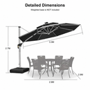 PURPLE LEAF Large Solar Yard Parasol Double Top Square Patio Umbrella with Lights