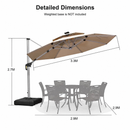 PURPLE LEAF Large Solar Yard Parasol Double Top Square Patio Umbrella with Lights