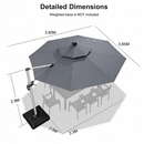 PURPLE LEAF Large Solar Yard Parasol Double Top Square Patio Umbrella with Lights