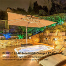 PURPLE LEAF Solar Powered Umbrella LED Rectangular Patio Umbrella with Lights