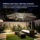 PURPLE LEAF Large Solar Yard Parasol Double Top Square Patio Umbrella with Lights